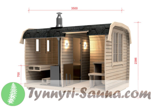 3,5 Meter Quadro Sauna von Tynnyri-Sauna.com