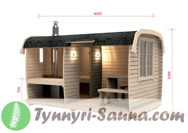 Quadro Sauna in 4 Meter Größe von Tynnyri-Sauna.com