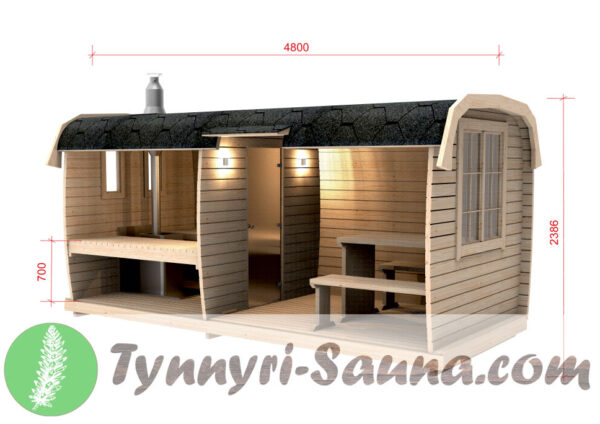 Quadro Sauna aus Kieferholz 4,8 Meter