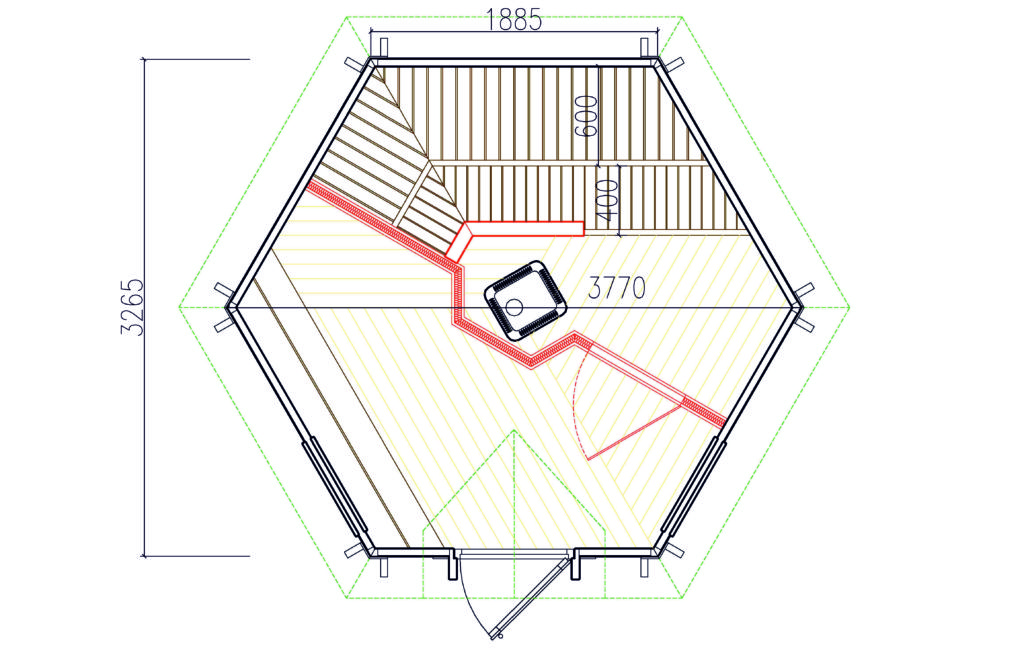 Saunakota 9,2m² mit Umkleideraum