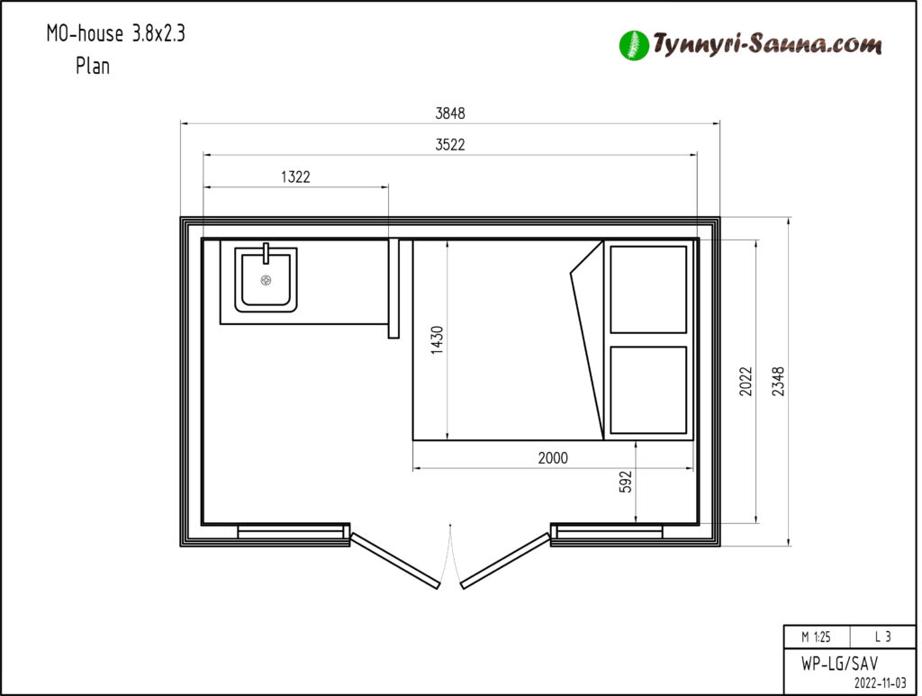 Modul-Haus Zeichnung 3.9m