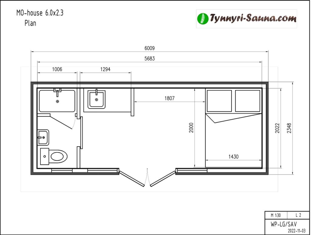 Modul-Haus 6 Meter Zeichnung