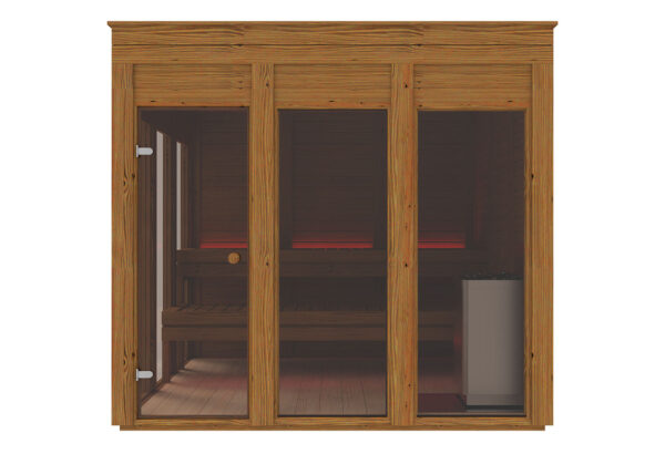 Moderne Garten-Sauna in Modulbauweise Thermoholz ECO-Polar-mit 4 Fenster