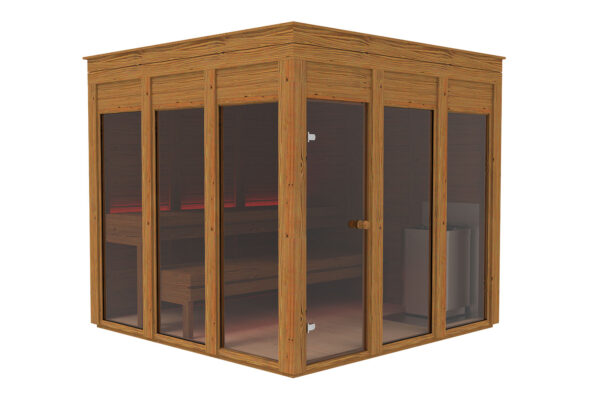 Moderne Garten-Sauna in Modulbauweise Thermoholz ECO-Polar-mit 5 Fenster