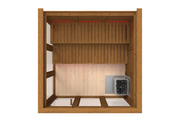 Moderne Garten-Sauna in Modulbauweise Thermoholz ECO-Polar-mit 5 Fenster