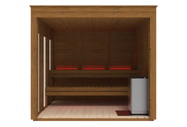 Moderne Garten-Sauna in Modulbauweise Thermoholz ECO-Polar-Seitenansicht