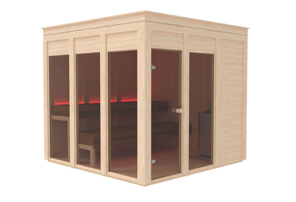 Moderne Garten-Sauna in Modulbauweise ECO-Polar-mit 4 Fenster